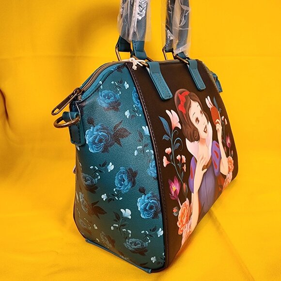 Loungefly Disney Princess Snow White Glitter Apple Floral Satchel Handbag NEW - Picture 5 of 12